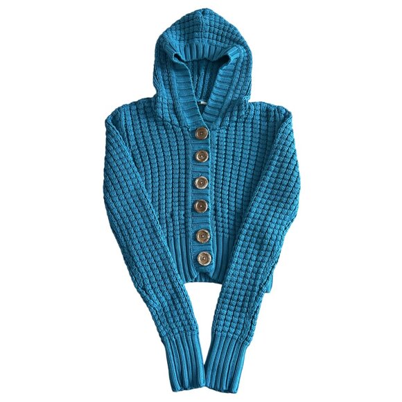 RARE H&M Teal Hooded Cardigan ASO Luna Lovegood - Picture 6 of 7